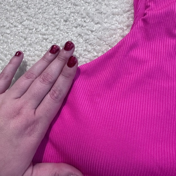 Plus Size 3X Rue21 Hot Pink One Piece Swimsuit with Lace-Up Detail - Picture 3 of 6